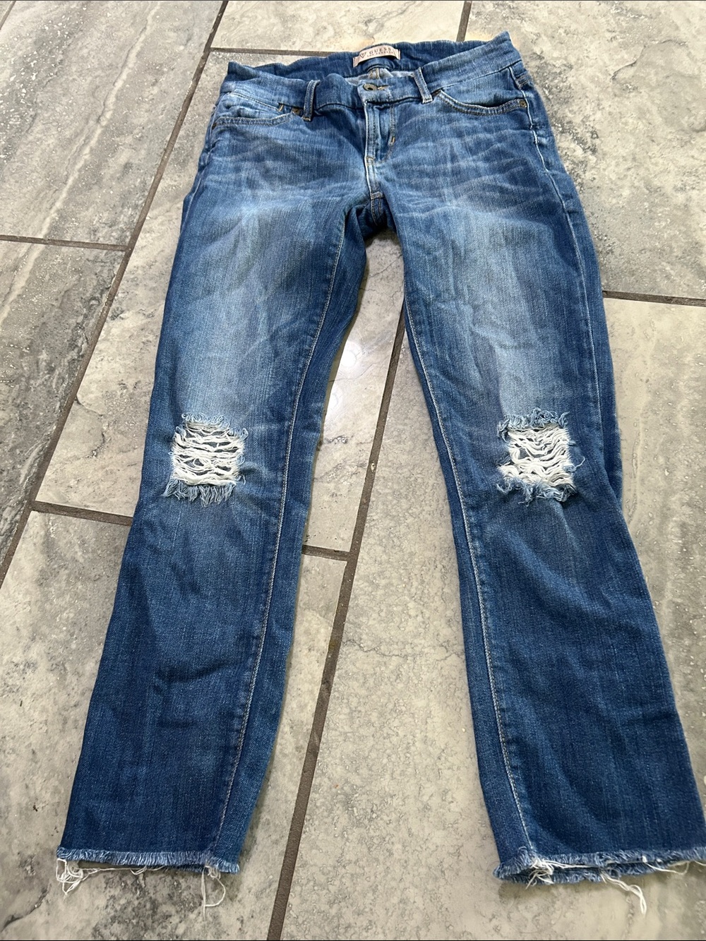 Guess Los Angeles Stretch Blue Distressed Women's Jeans Size 24